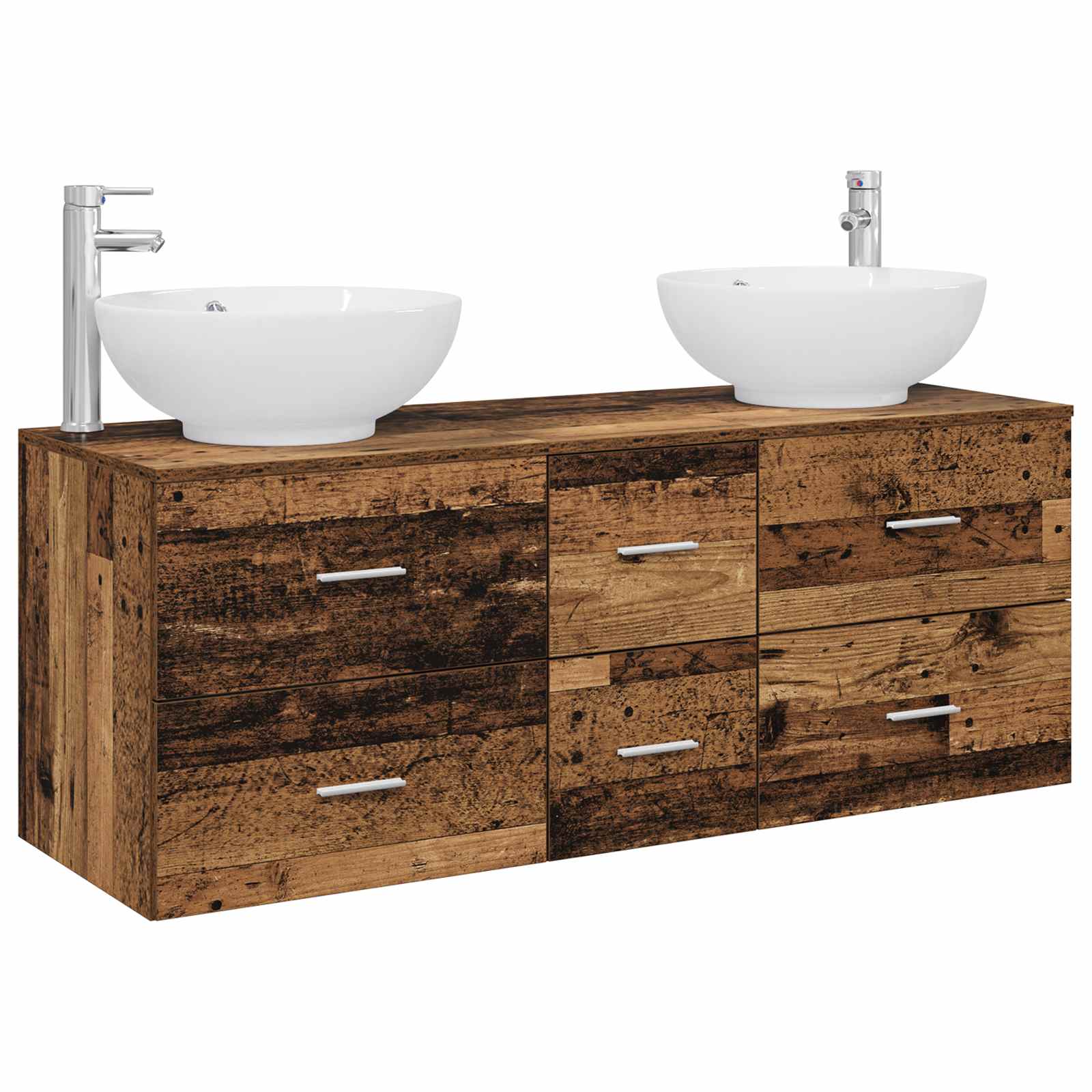 Badkamermeubelset 3 st Oud hout 49,5 x 44,5 x 65 cm