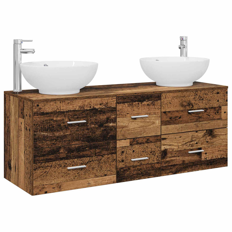 Badkamermeubelset 3 st Oud hout 49,5 x 44,5 x 65 cm
