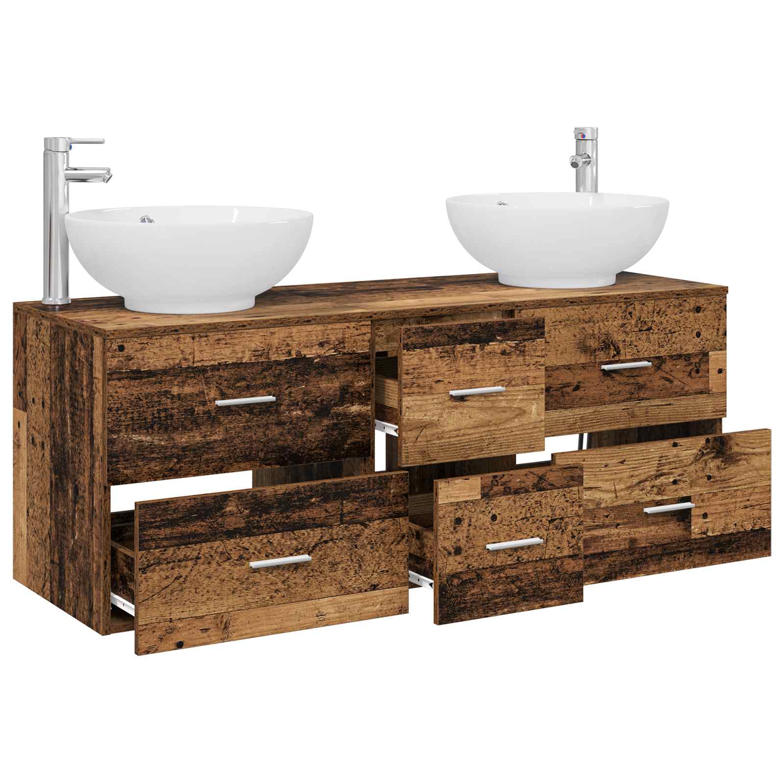 Badkamermeubelset 3 st Oud hout 49,5 x 44,5 x 65 cm