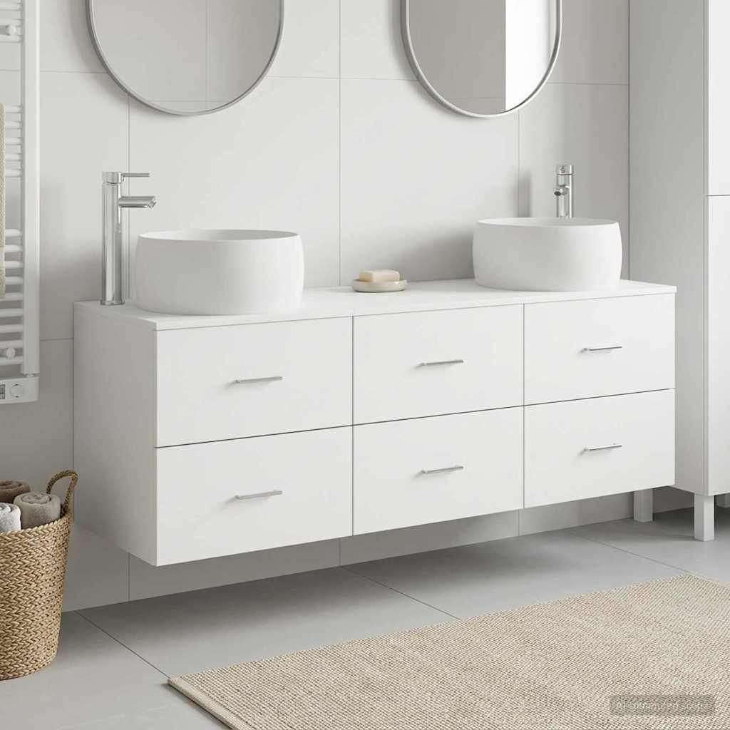 Badkamermeubelset 3 st Wit 49,5 x 44,5 x 66 cm Bewerkt hout