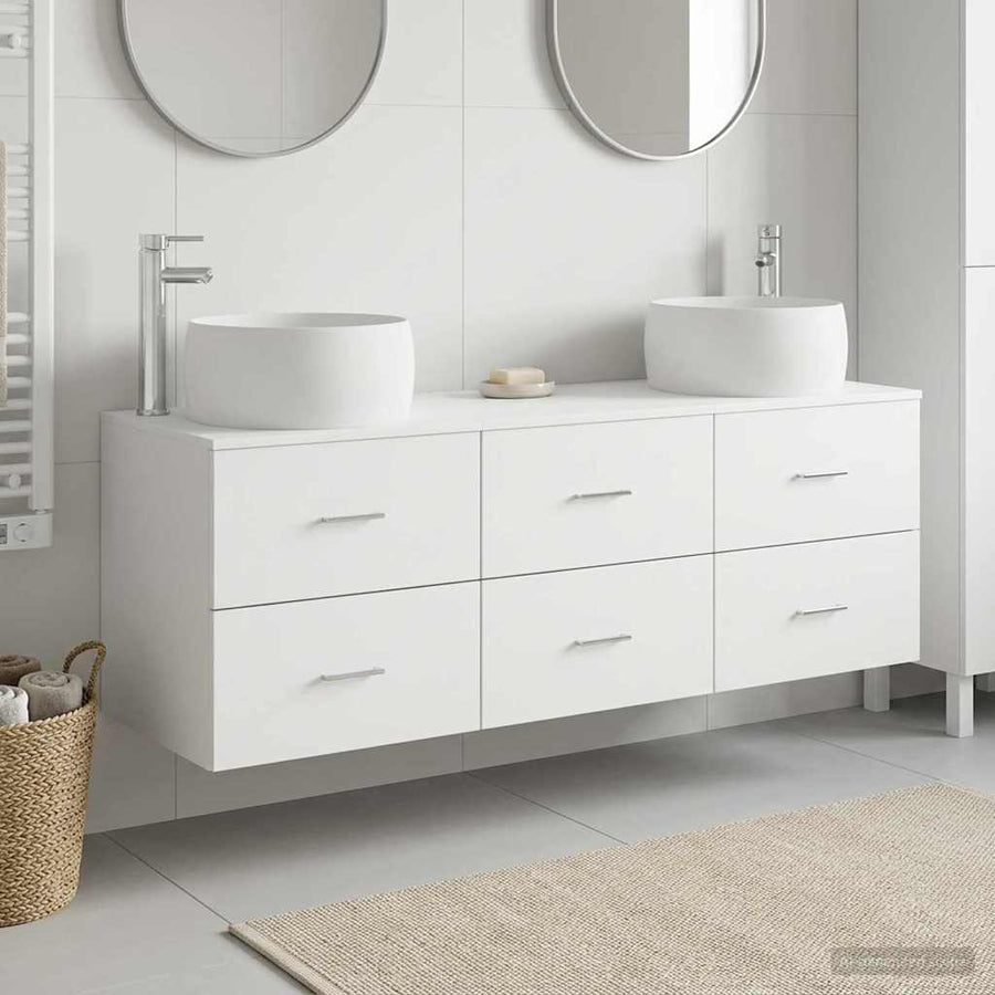 Badkamermeubelset 3 st Wit 49,5 x 44,5 x 66 cm Bewerkt hout
