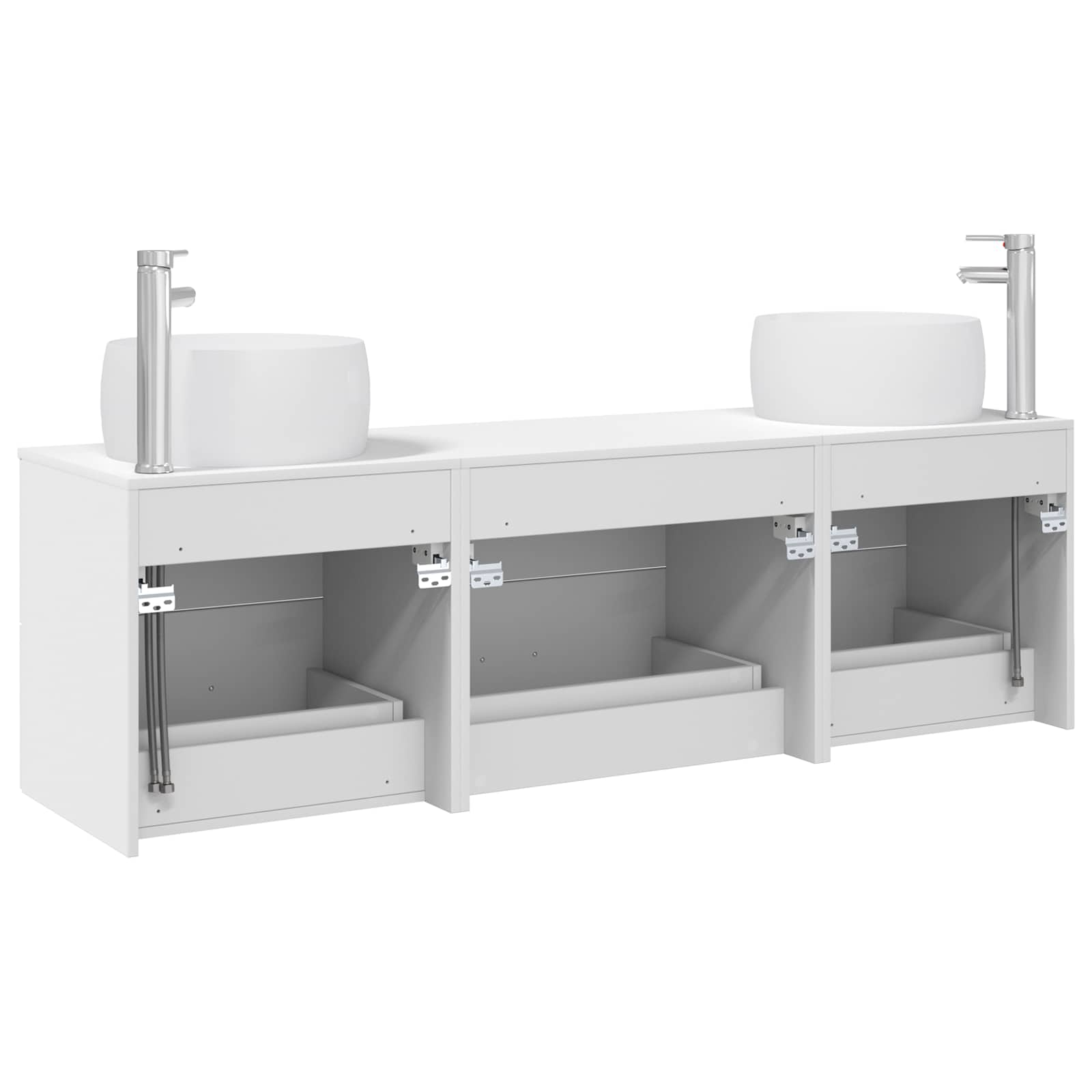 Badkamermeubelset 3 st Wit 49,5 x 44,5 x 66 cm Bewerkt hout