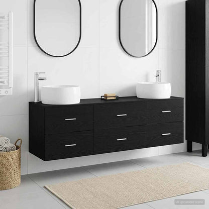Badkamermeubelset 3 st Zwart 49,5 x 44,5 x 66 cm Bewerkt hout