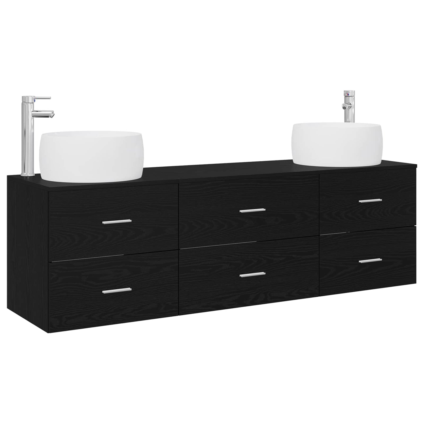 Badkamermeubelset 3 st Zwart 49,5 x 44,5 x 66 cm Bewerkt hout