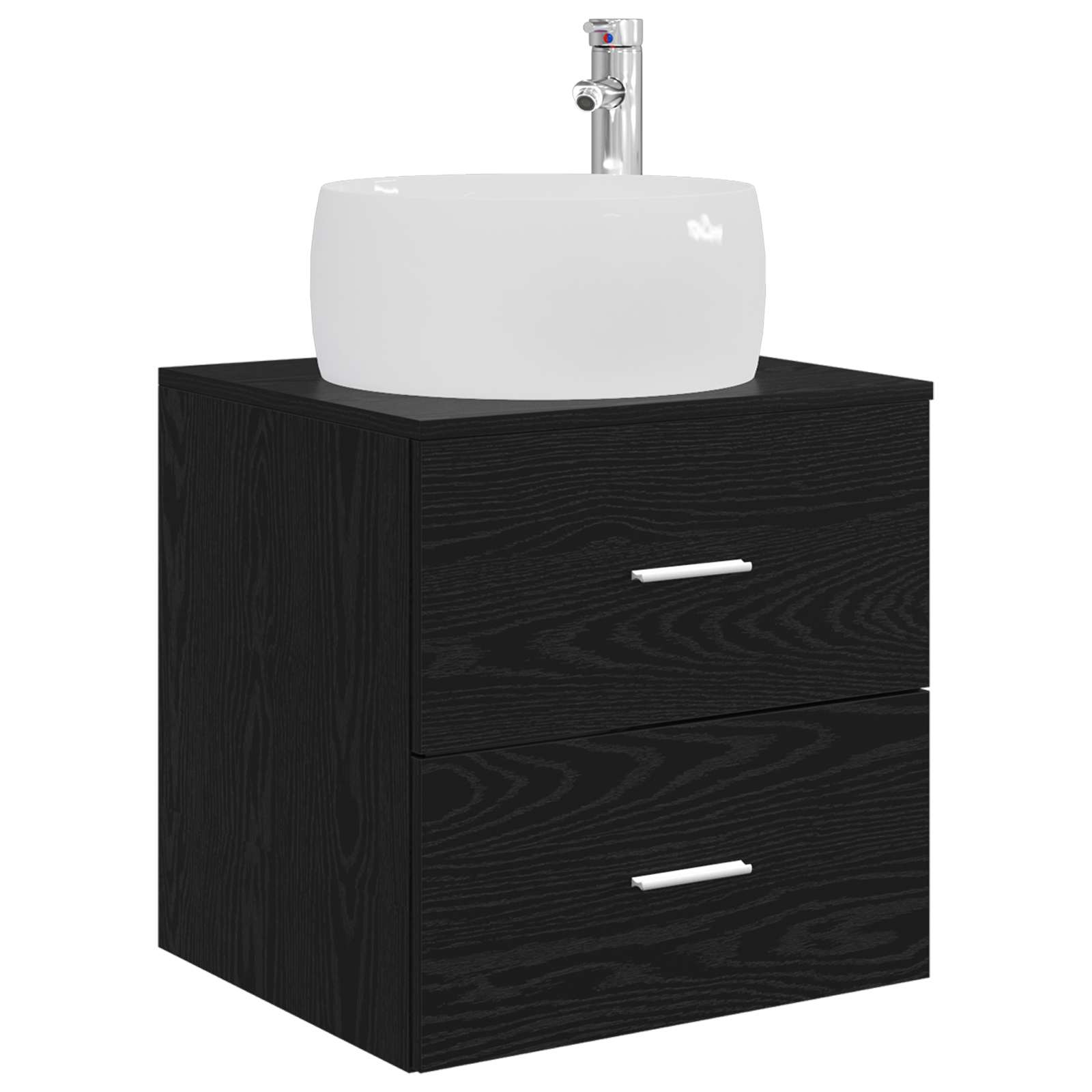 Badkamermeubelset 3 st Zwart 49,5 x 44,5 x 66 cm Bewerkt hout