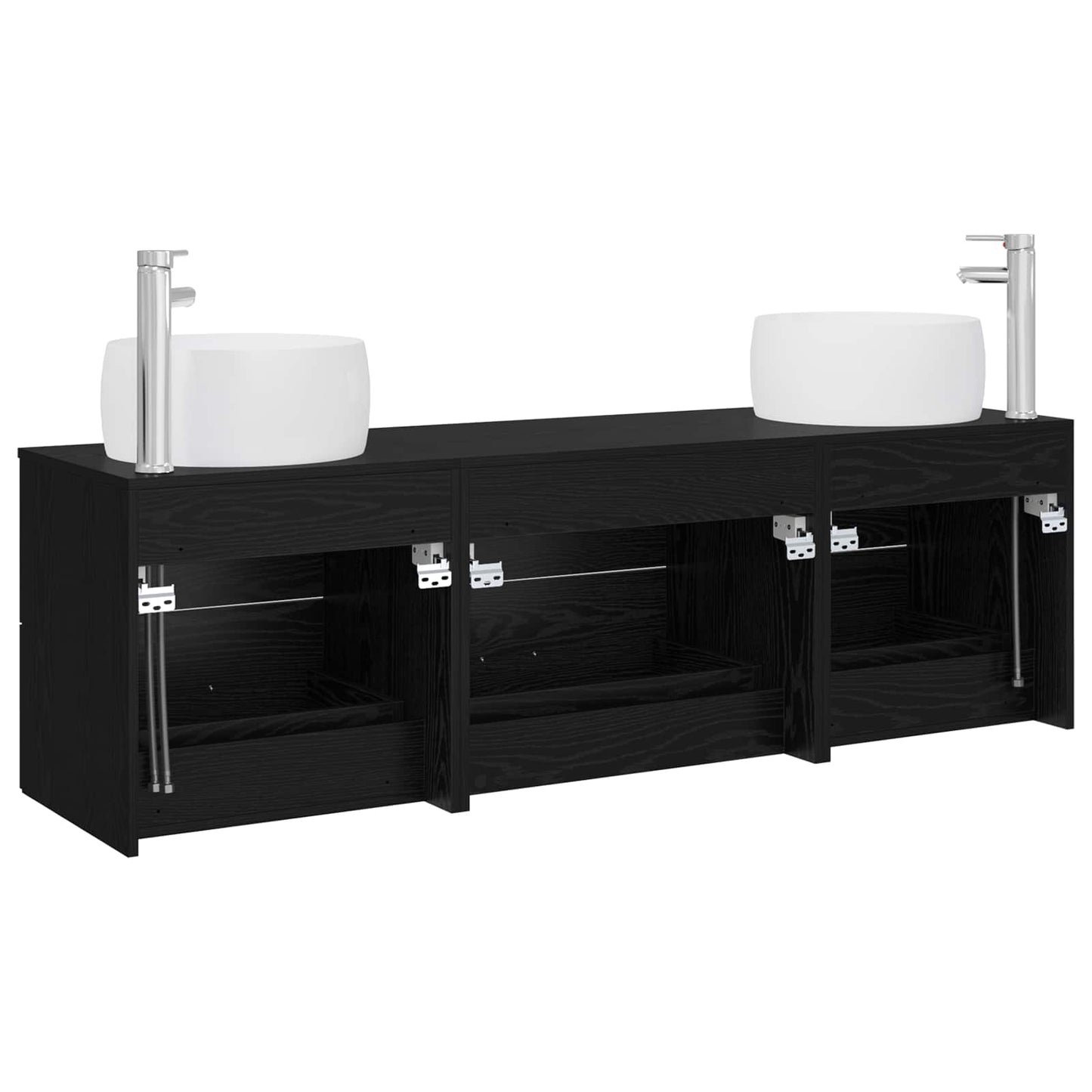 Badkamermeubelset 3 st Zwart 49,5 x 44,5 x 66 cm Bewerkt hout
