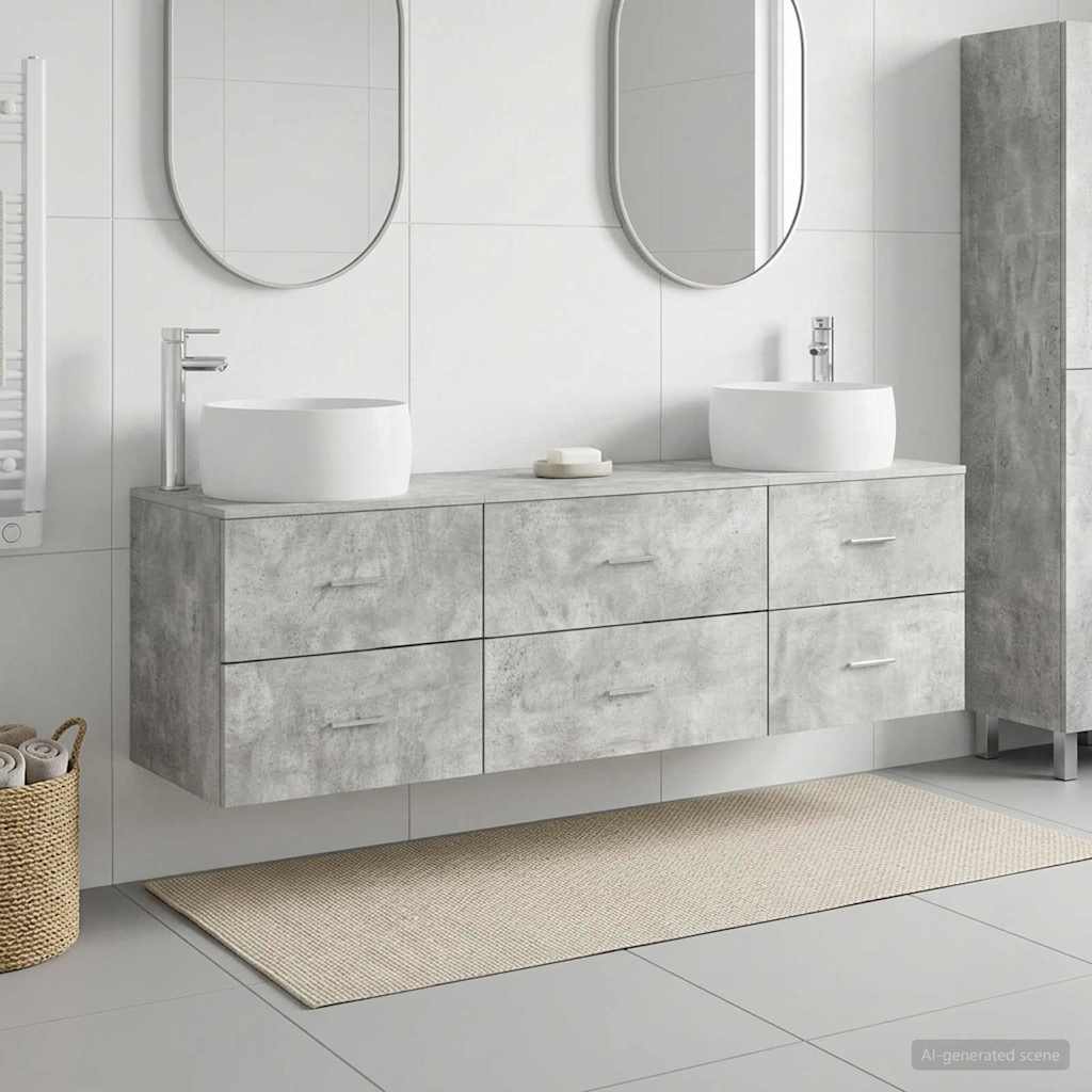 Badkamermeubelset 3 st Betongrijs 49,5 x 44,5 x 66 cm