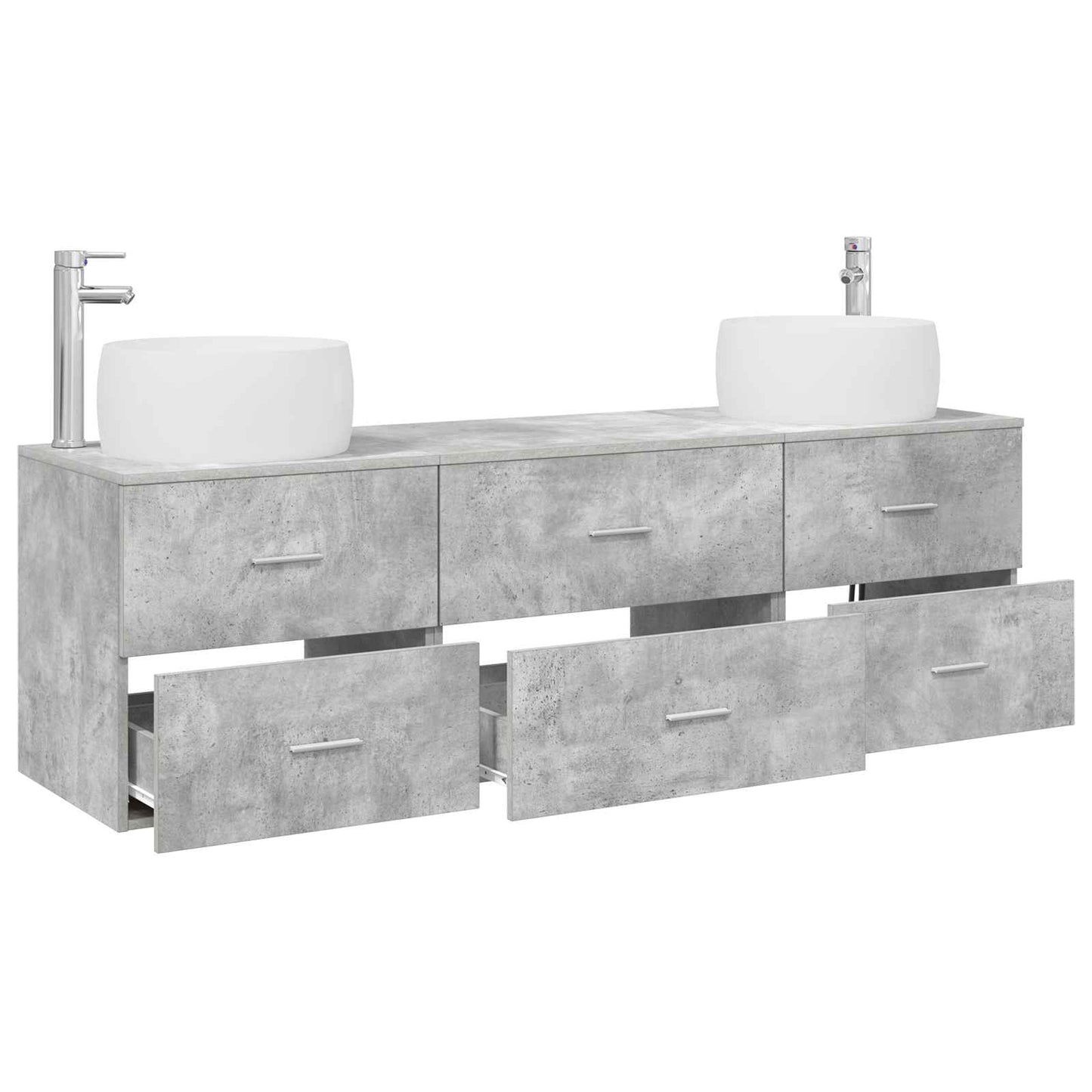 Badkamermeubelset 3 st Betongrijs 49,5 x 44,5 x 66 cm