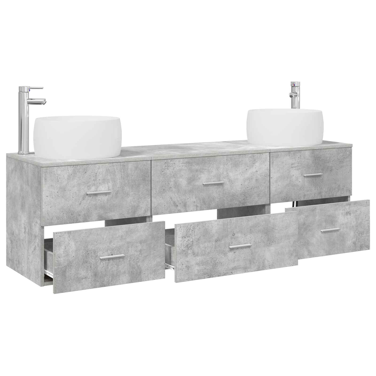 Badkamermeubelset 3 st Betongrijs 49,5 x 44,5 x 66 cm