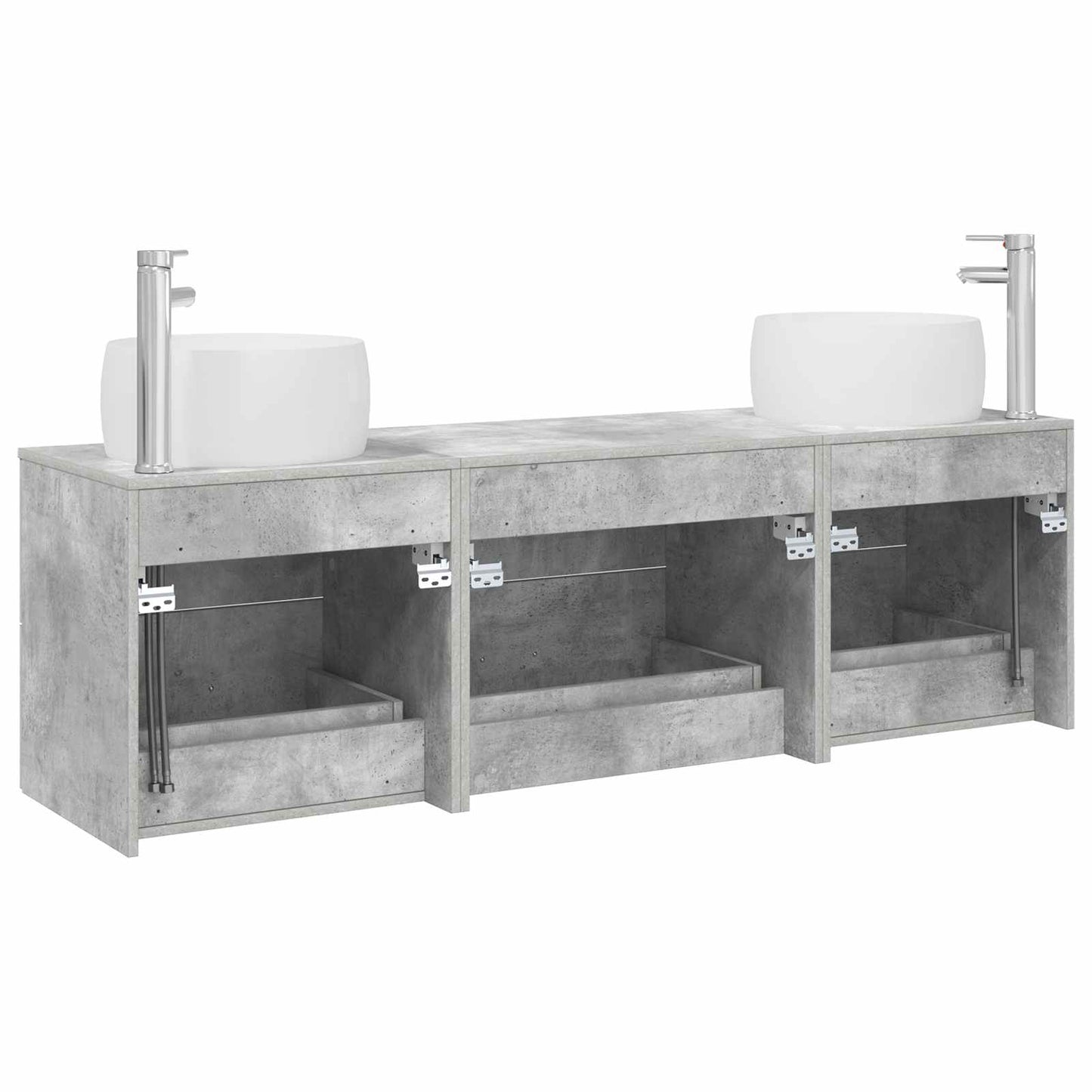Badkamermeubelset 3 st Betongrijs 49,5 x 44,5 x 66 cm