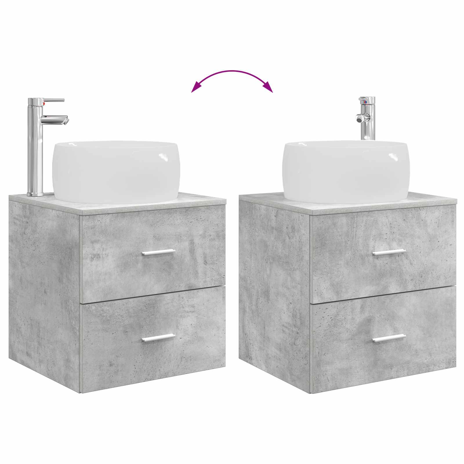 Badkamermeubelset 3 st Betongrijs 49,5 x 44,5 x 66 cm