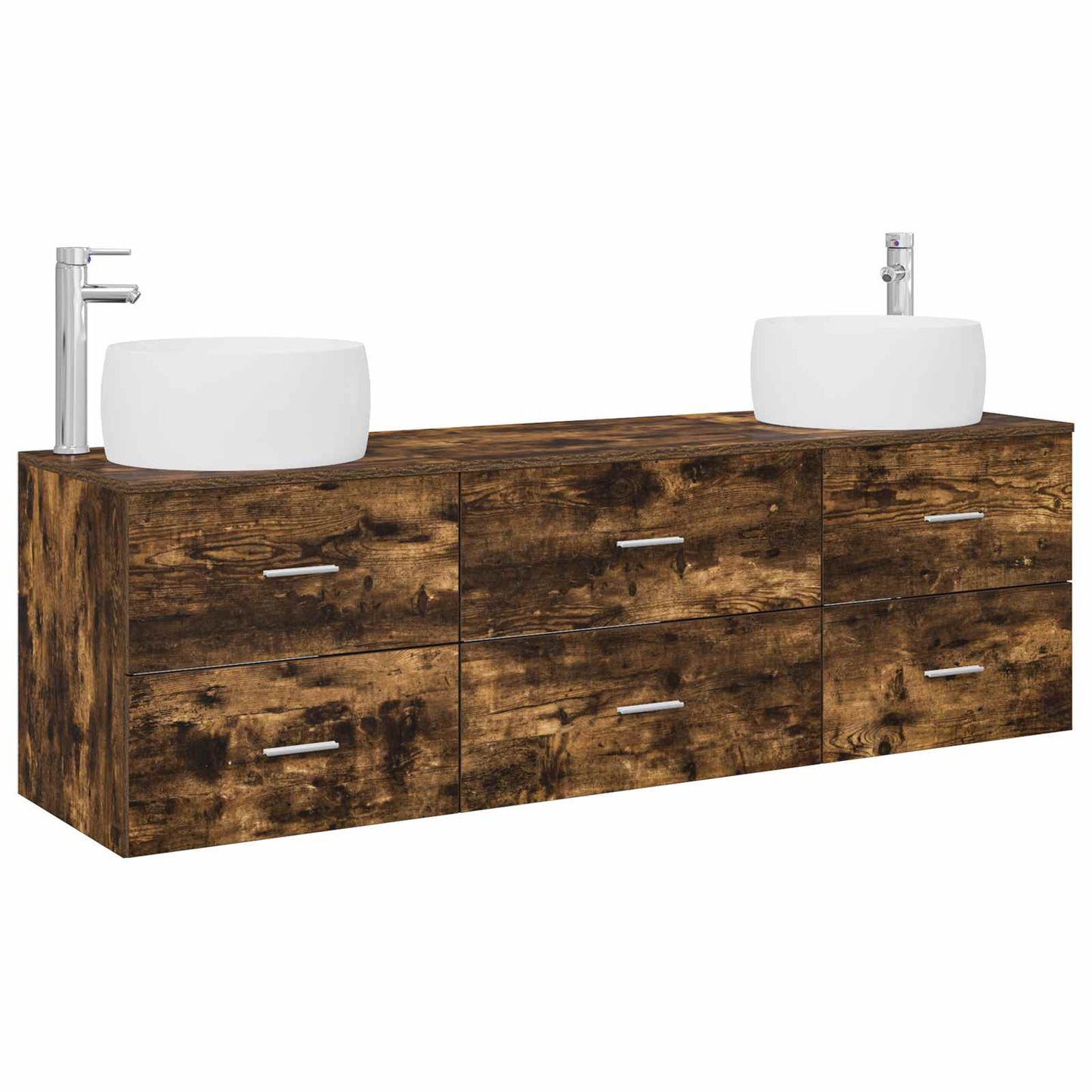Badkamermeubelset 3 st Gerookt eiken 49,5 x 44,5 x 66 cm