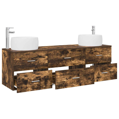 Badkamermeubelset 3 st Gerookt eiken 49,5 x 44,5 x 66 cm