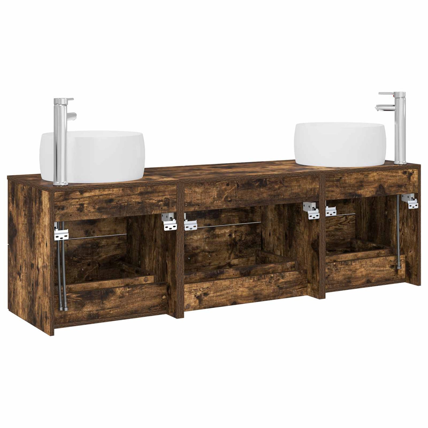 Badkamermeubelset 3 st Gerookt eiken 49,5 x 44,5 x 66 cm
