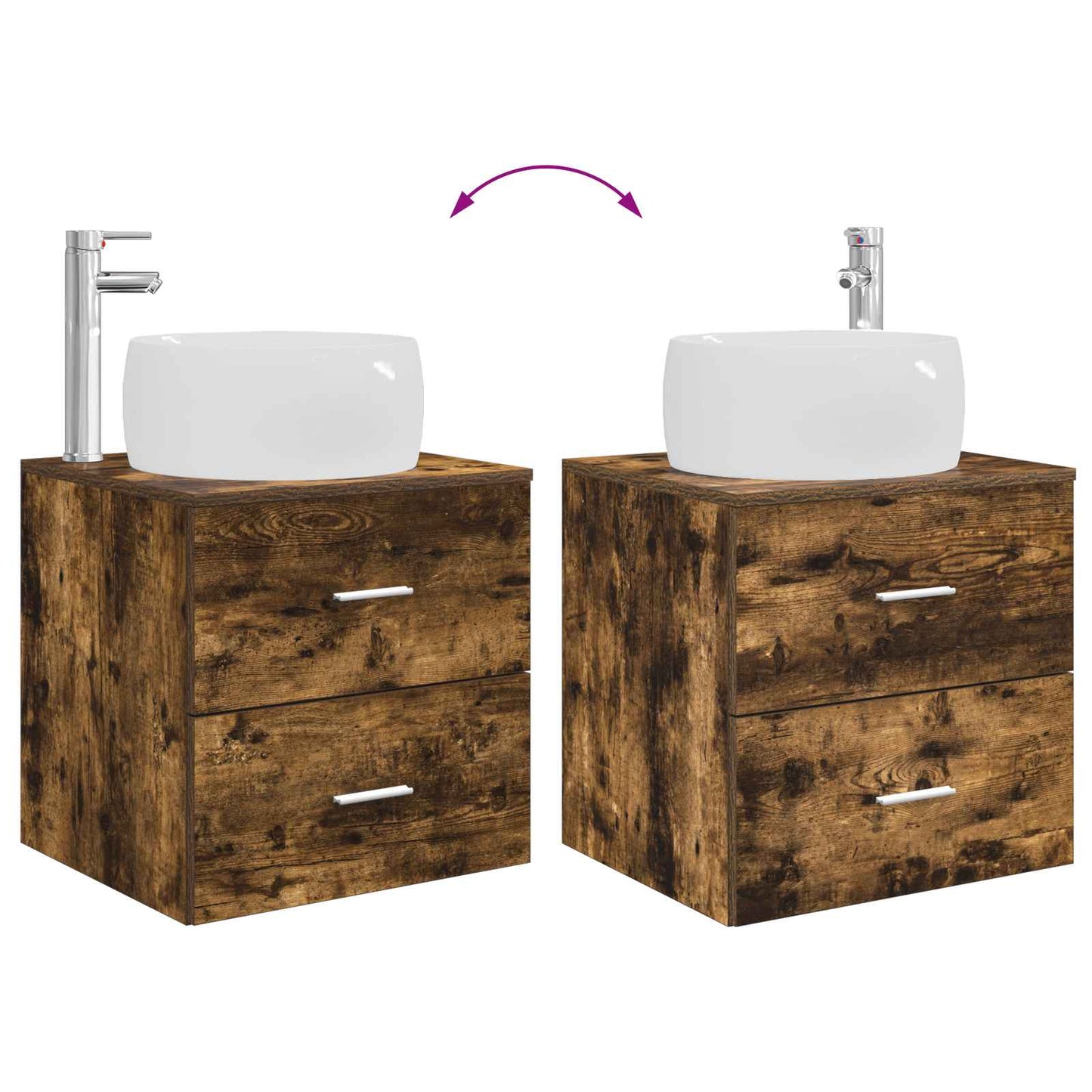Badkamermeubelset 3 st Gerookt eiken 49,5 x 44,5 x 66 cm