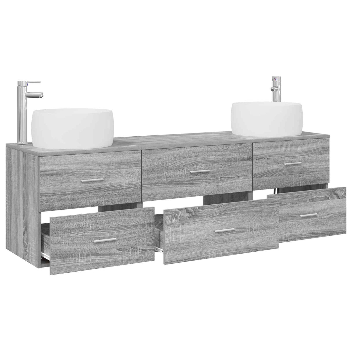 Badkamermeubelset 3 st Grijs Sonoma 49,5 x 44,5 x 66 cm