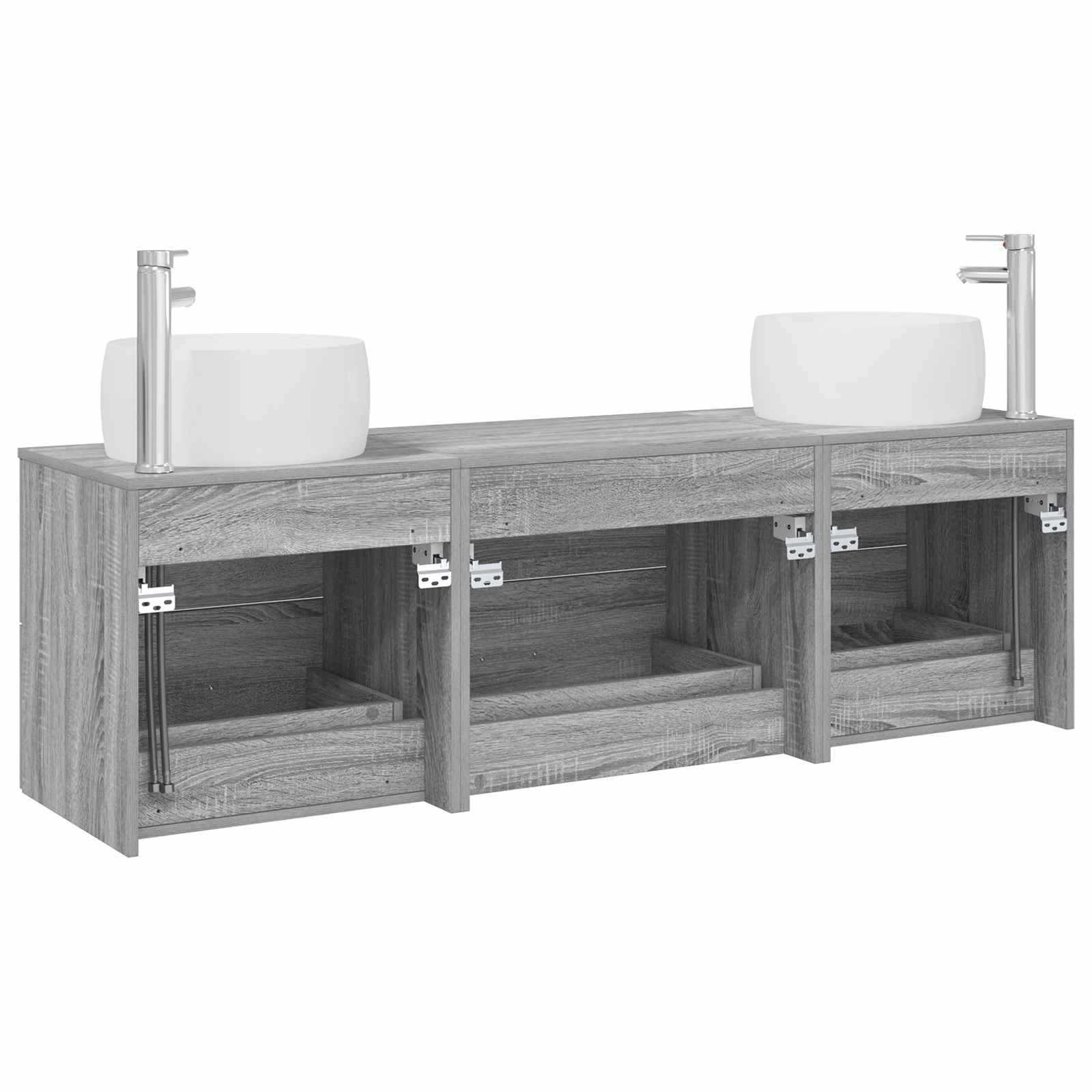Badkamermeubelset 3 st Grijs Sonoma 49,5 x 44,5 x 66 cm