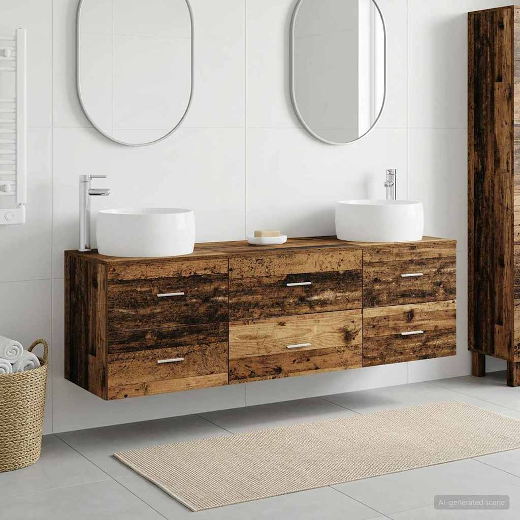 Badkamermeubelset 3 st Oud hout 49,5 x 44,5 x 66 cm