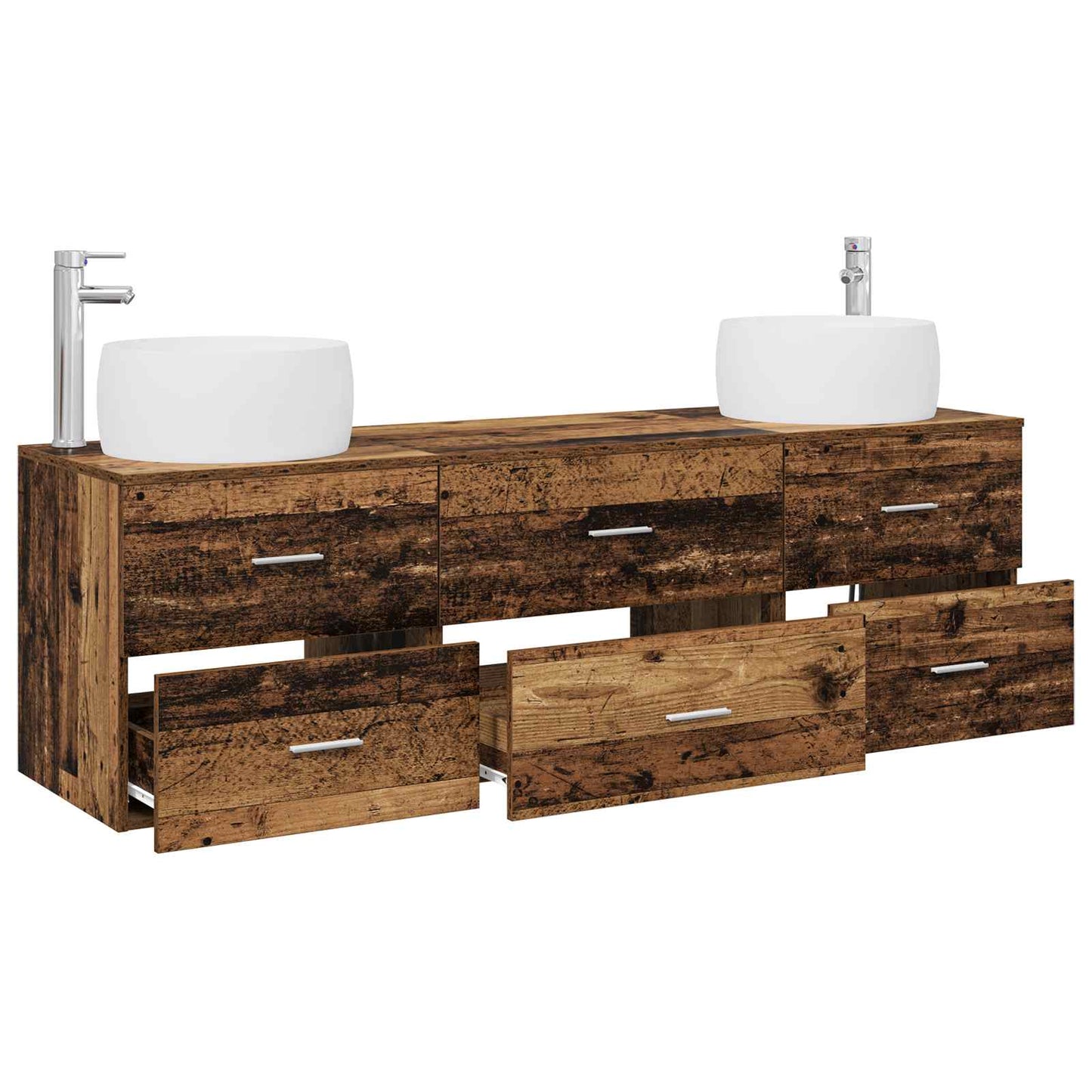 Badkamermeubelset 3 st Oud hout 49,5 x 44,5 x 66 cm
