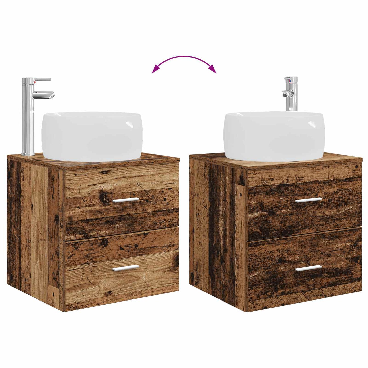 Badkamermeubelset 3 st Oud hout 49,5 x 44,5 x 66 cm
