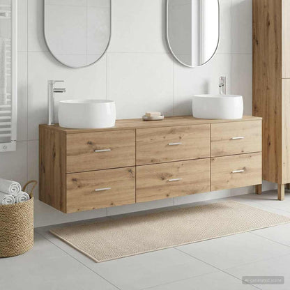 Badkamermeubelset 3 st Artisanaal eiken 49,5 x 44,5 x 66 cm