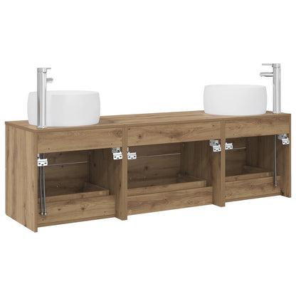 Badkamermeubelset 3 st Artisanaal eiken 49,5 x 44,5 x 66 cm