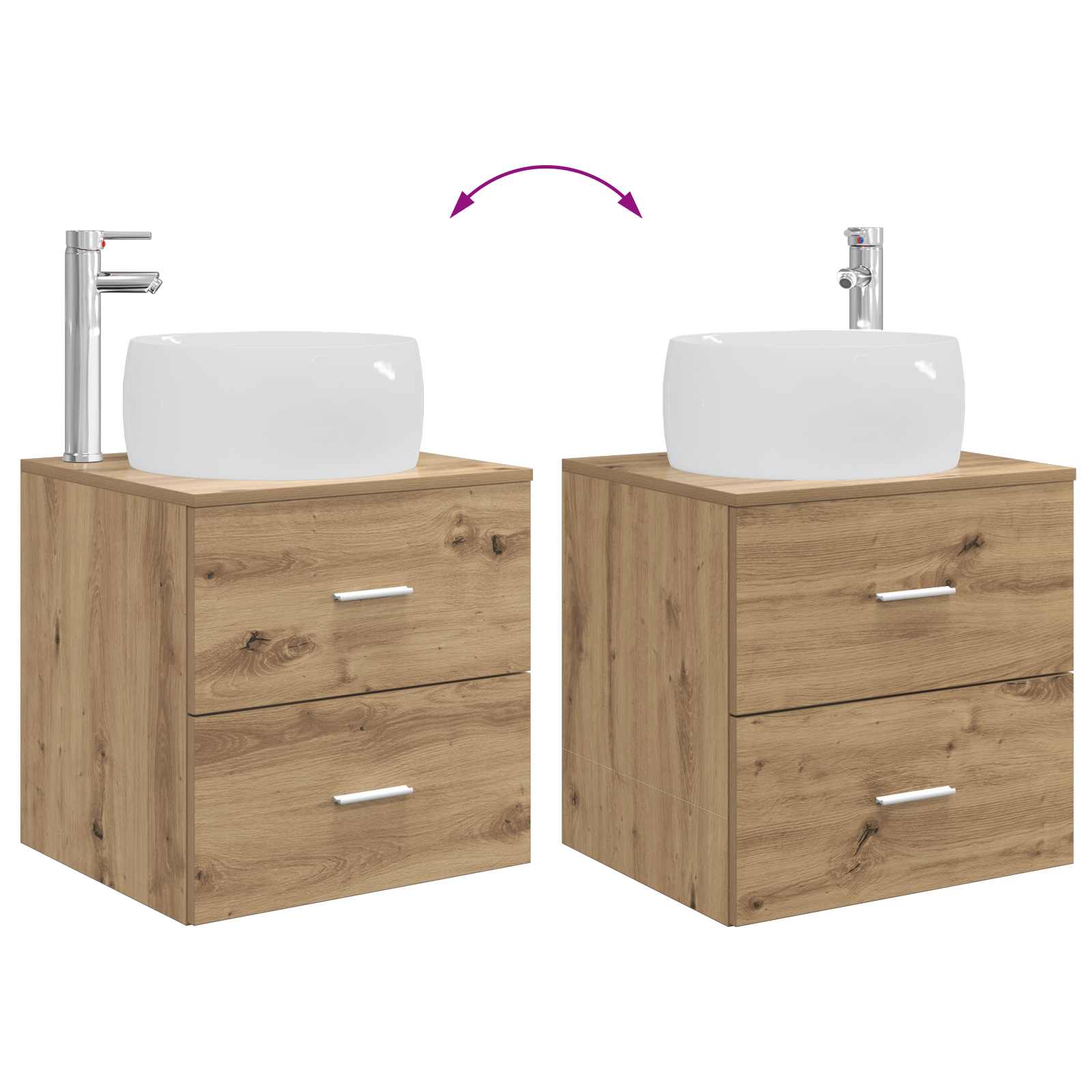 Badkamermeubelset 3 st Artisanaal eiken 49,5 x 44,5 x 66 cm