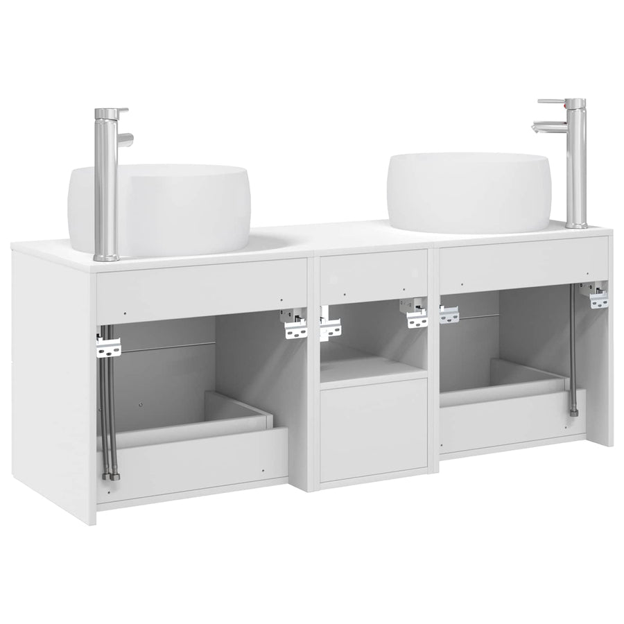 Badkamermeubelset 3 st Wit 49,5 x 44,5 x 66 cm Bewerkt hout