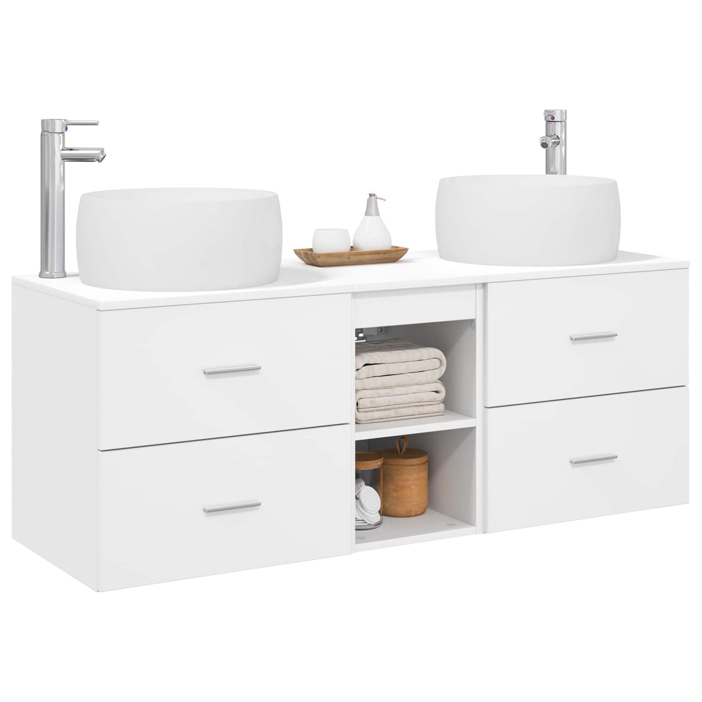 Badkamermeubelset 3 st Wit 49,5 x 44,5 x 66 cm Bewerkt hout