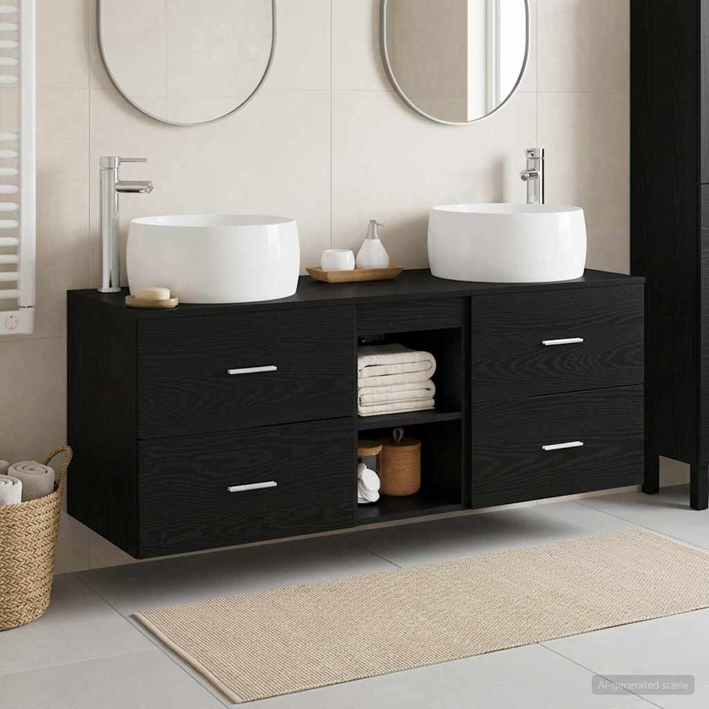 Badkamermeubelset 3 st Zwart 49,5 x 44,5 x 66 cm Bewerkt hout