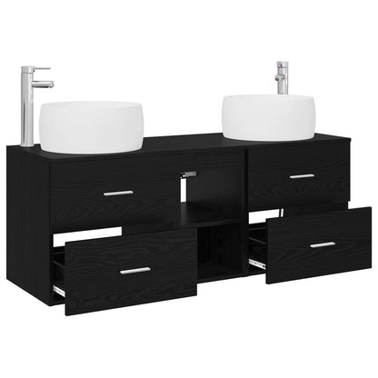 Badkamermeubelset 3 st Zwart 49,5 x 44,5 x 66 cm Bewerkt hout