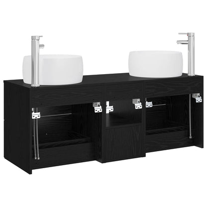 Badkamermeubelset 3 st Zwart 49,5 x 44,5 x 66 cm Bewerkt hout