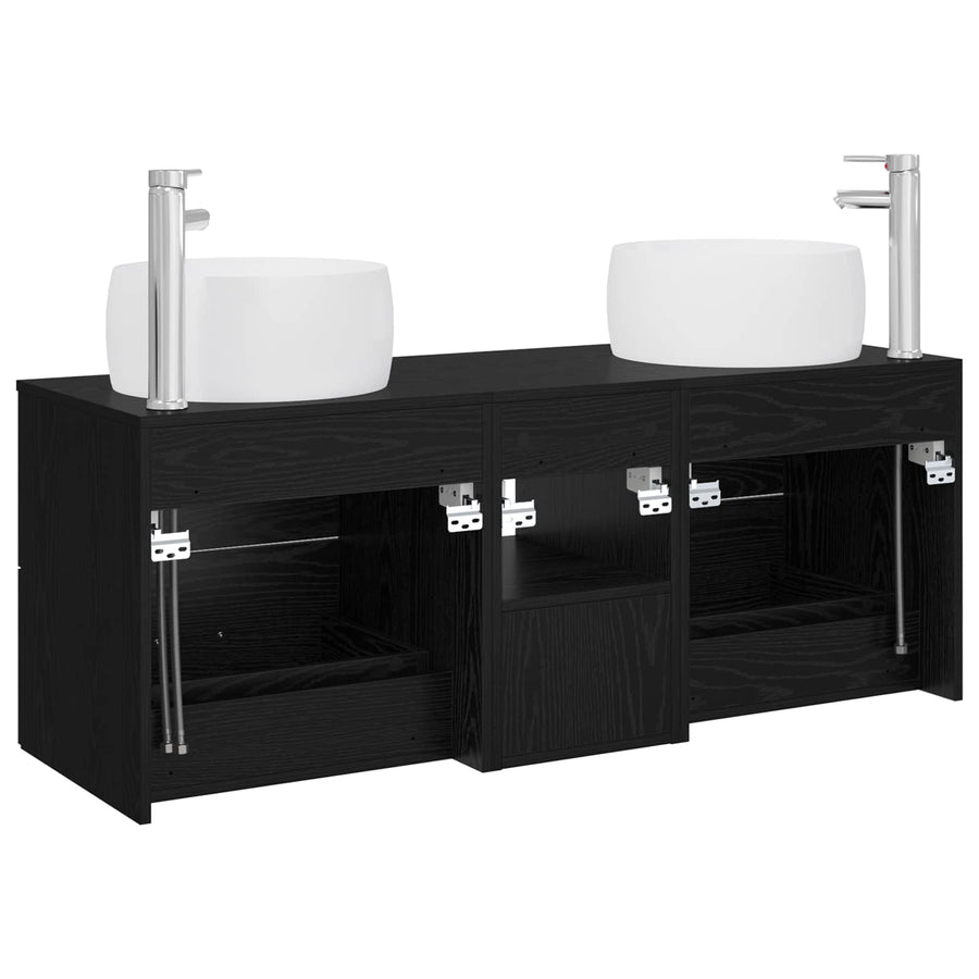 Badkamermeubelset 3 st Zwart 49,5 x 44,5 x 66 cm Bewerkt hout