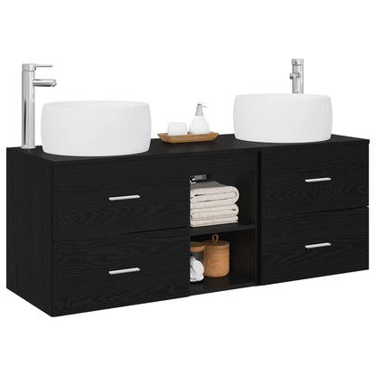 Badkamermeubelset 3 st Zwart 49,5 x 44,5 x 66 cm Bewerkt hout