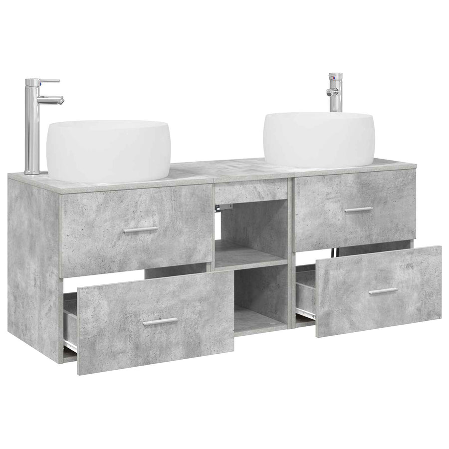 Badkamermeubelset 3 st Betongrijs 49,5 x 44,5 x 66 cm