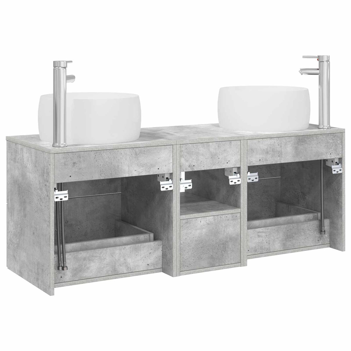 Badkamermeubelset 3 st Betongrijs 49,5 x 44,5 x 66 cm