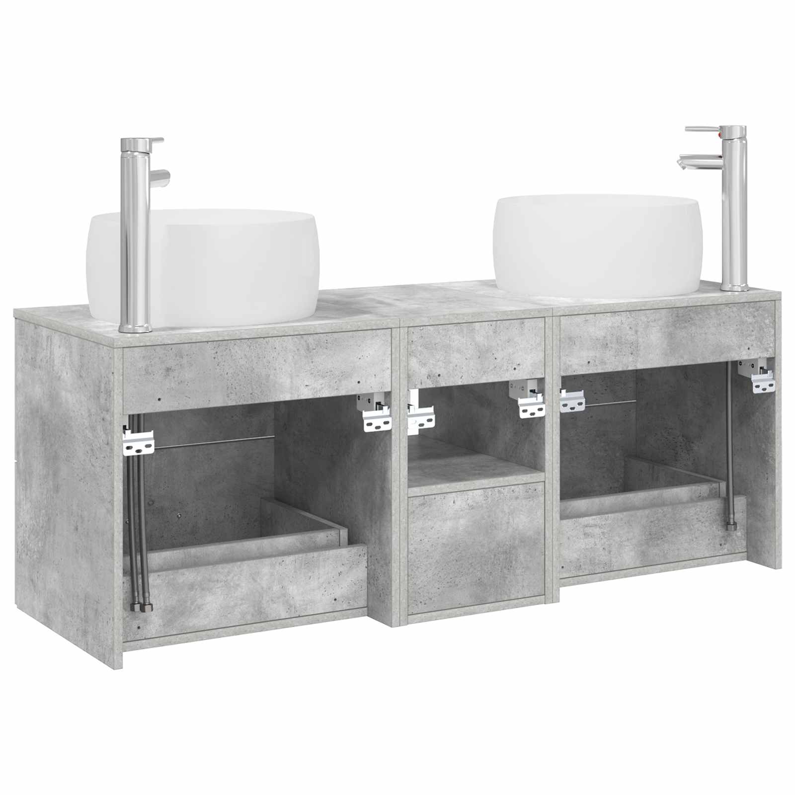Badkamermeubelset 3 st Betongrijs 49,5 x 44,5 x 66 cm