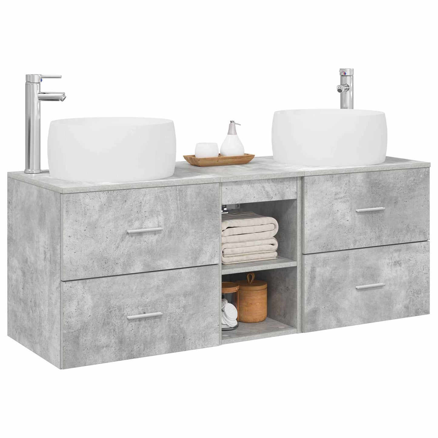 Badkamermeubelset 3 st Betongrijs 49,5 x 44,5 x 66 cm