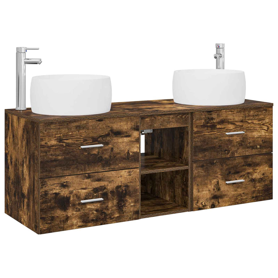 Badkamermeubelset 3 st Gerookt eiken 49,5 x 44,5 x 66 cm