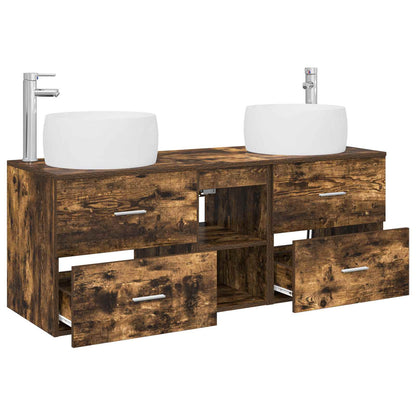 Badkamermeubelset 3 st Gerookt eiken 49,5 x 44,5 x 66 cm