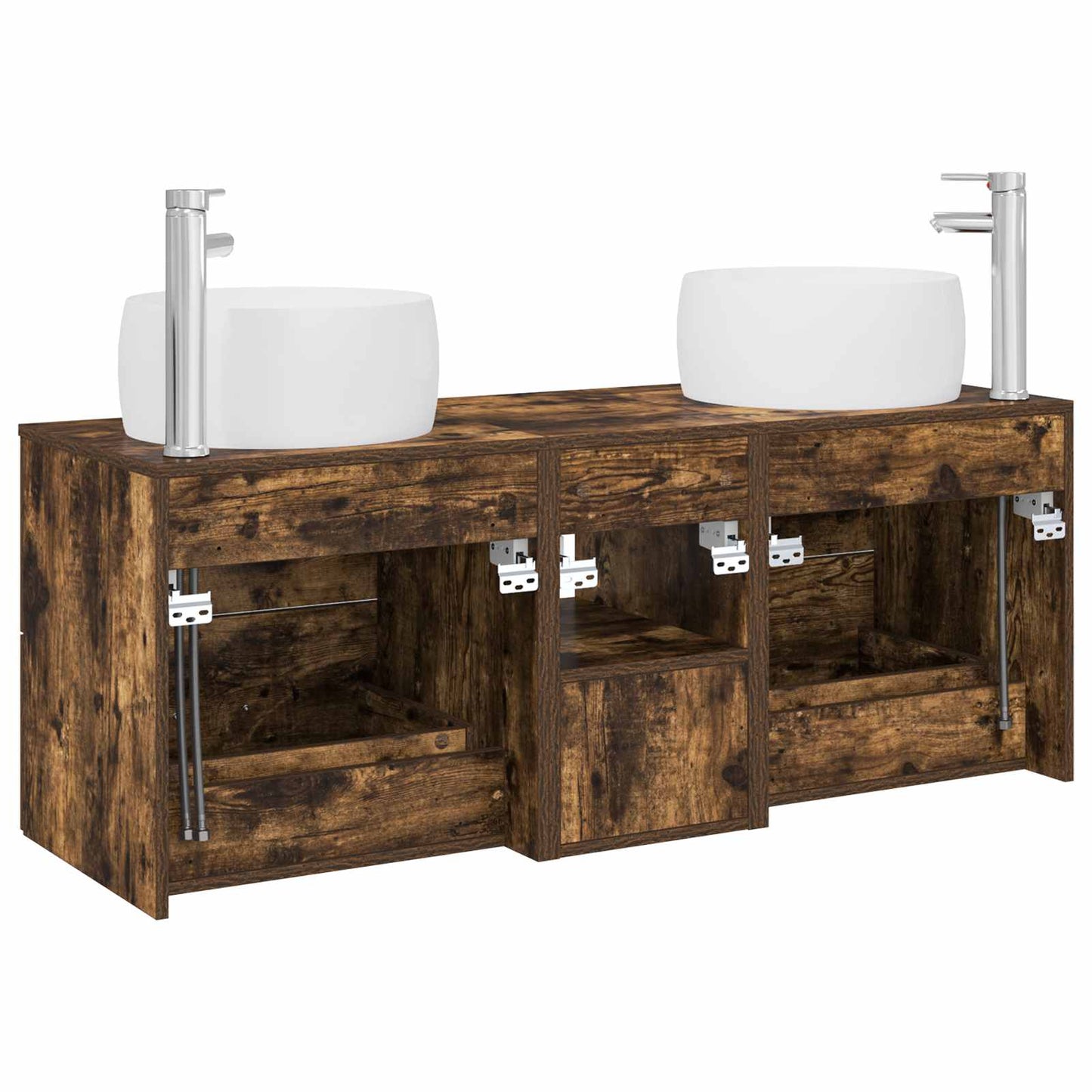 Badkamermeubelset 3 st Gerookt eiken 49,5 x 44,5 x 66 cm