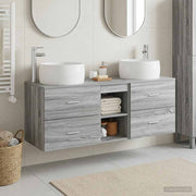 Badkamermeubelset 3-delig grijs sonoma 49,5x44,5x66 cm wandmontage