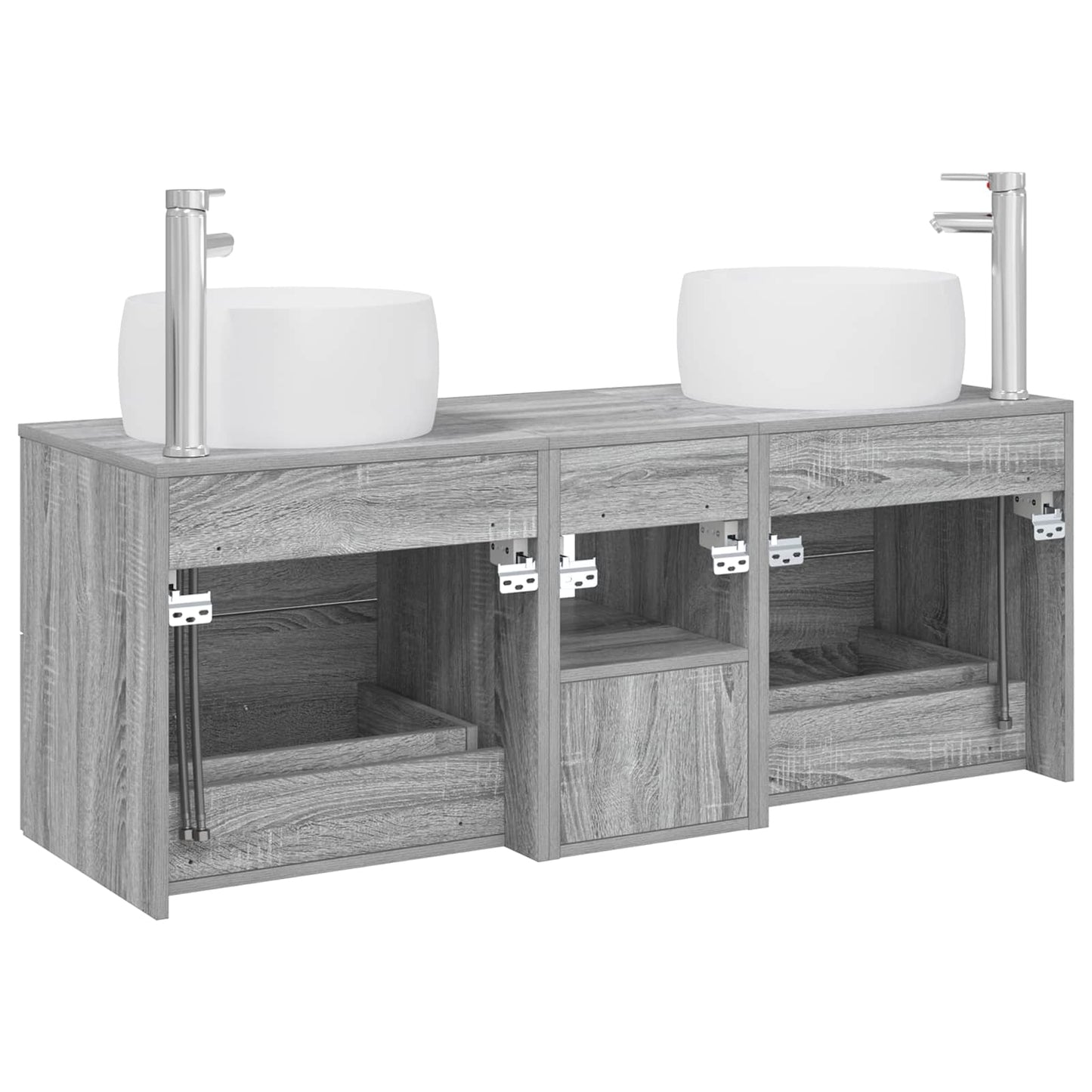 Badkamermeubelset 3 st Grijs Sonoma 49,5 x 44,5 x 66 cm