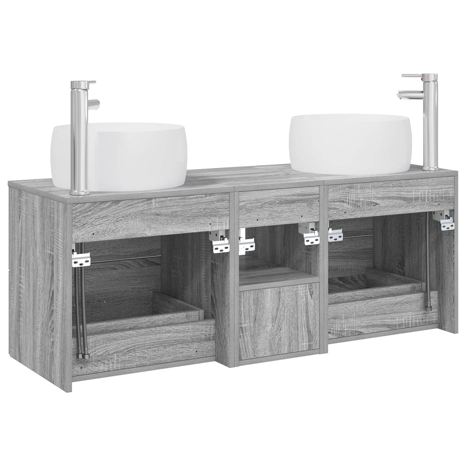 Badkamermeubelset 3 st Grijs Sonoma 49,5 x 44,5 x 66 cm