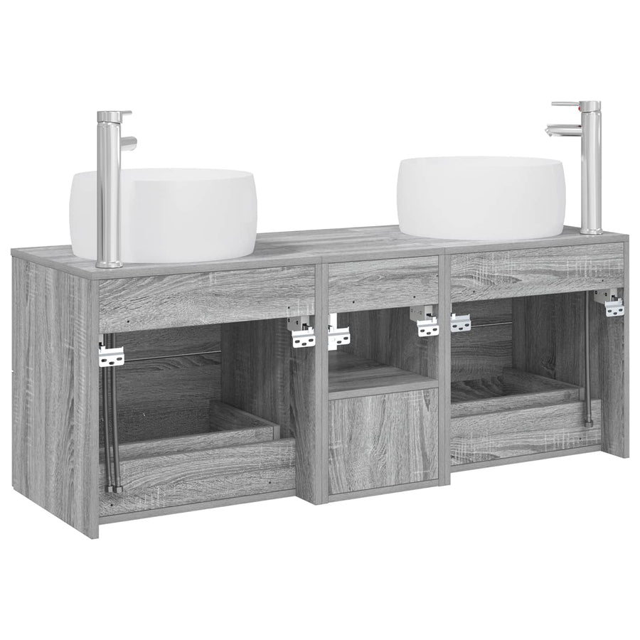 Badkamermeubelset 3 st Grijs Sonoma 49,5 x 44,5 x 66 cm
