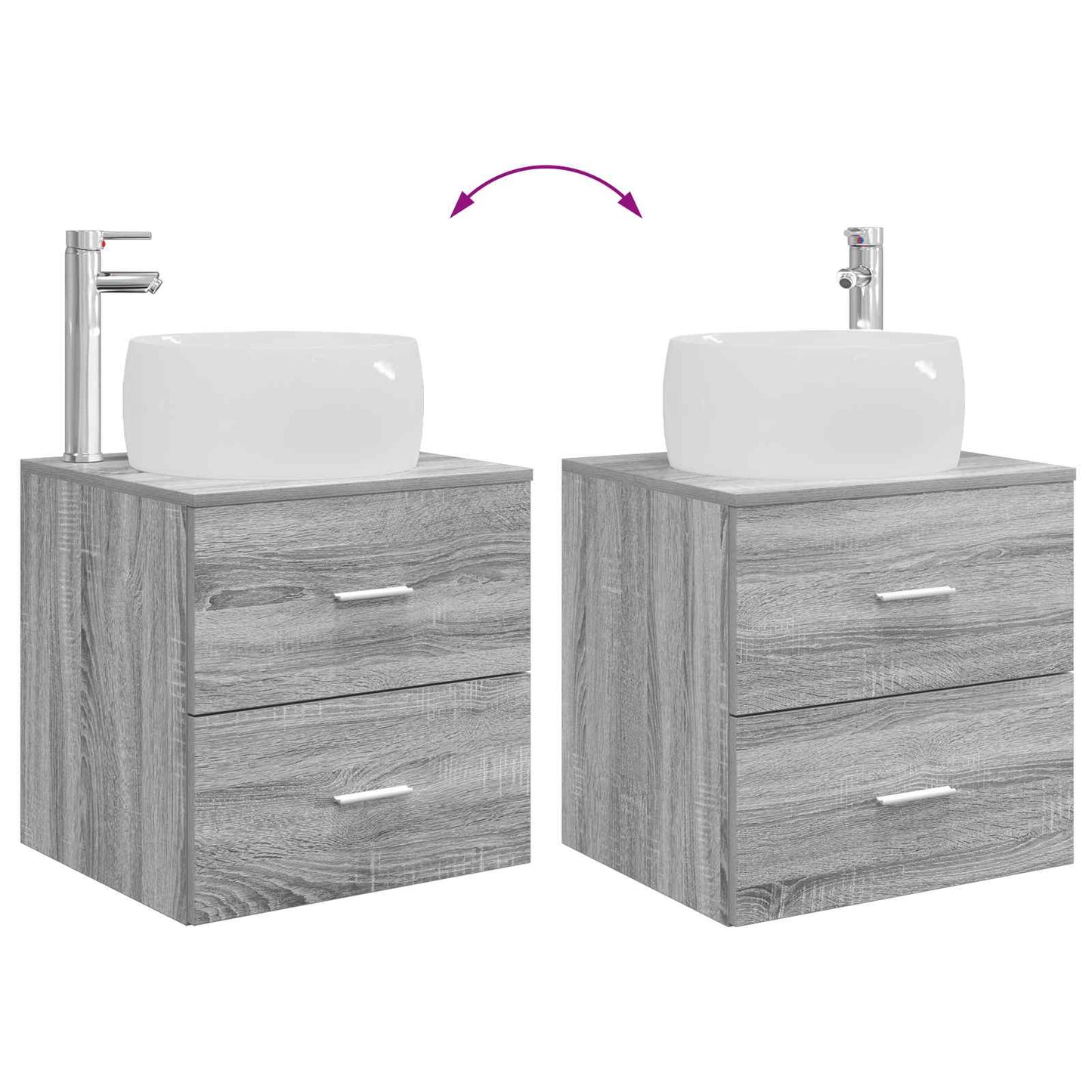 Badkamermeubelset 3 st Grijs Sonoma 49,5 x 44,5 x 66 cm
