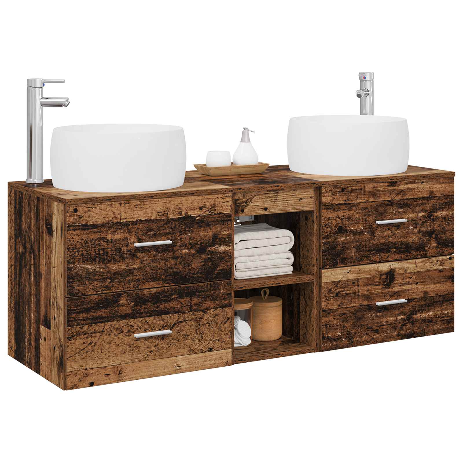 Badkamermeubelset 3 st Oud hout 49,5 x 44,5 x 66 cm