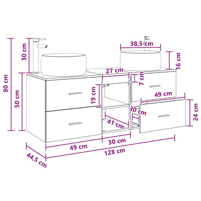 Badkamermeubelset 3 st Oud hout 49,5 x 44,5 x 66 cm