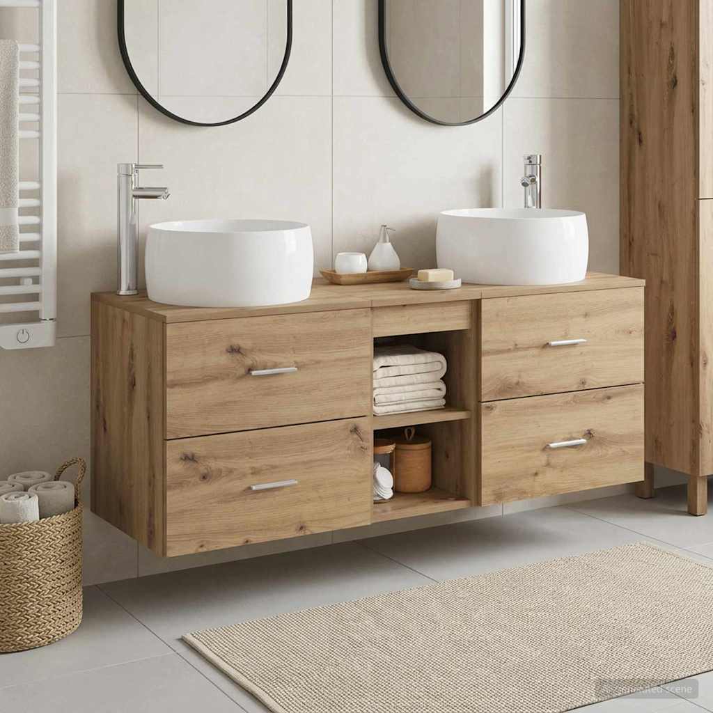 Badkamermeubelset 3 st Artisanaal eiken 49,5 x 44,5 x 66 cm
