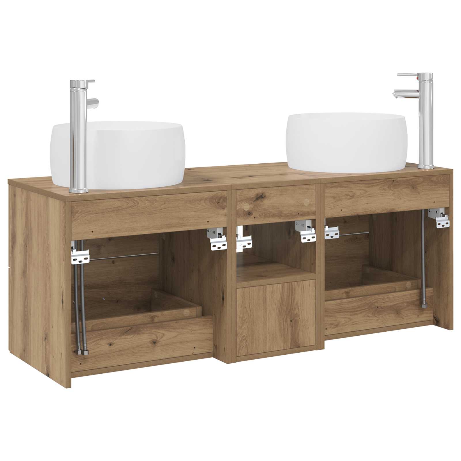 Badkamermeubelset 3 st Artisanaal eiken 49,5 x 44,5 x 66 cm